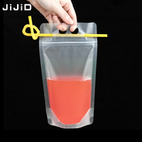 JIJID Custom Foodzak 250/500/750ml Transparante Plastic Verpakking met Drinkrietje van Plastic voor Sapverpakkingen