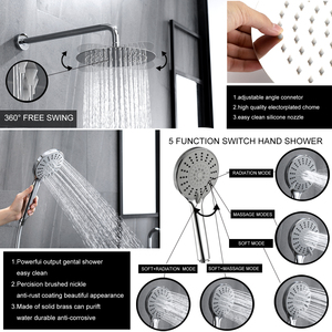 Phòng tắm giấu vòi hoa sen đặt Chrome đánh bóng đồng thau gốm van lõi hai chức năng nóng lạnh mưa phun mô hình treo tường - Product Image 2