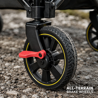 Carrito Plegable Portátil, Construcción de Acero con Alto Contenido de Carbono, Carretilla Resistente para Camping con Ruedas Todoterreno Giratorias de 360°