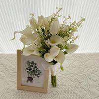 Bouquet de mariée artificiel blanc, bouquet de fleurs artificielles à tenir en main avec lys calla et tulipes pour cérémonie de mariage et séance photo