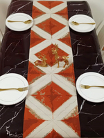 Chemin de table jacquard haute précision à motif à carreaux avec incrustation de fil doré en polyester, résistant, pour mariage, drapé, événement