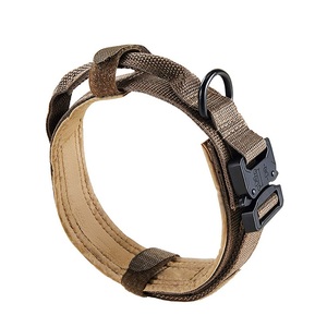 ソリッドパターン屋外トレーニング戦術犬の首輪ヘビーデューティーナイロン調整可能ペットの首輪リボン装飾パーソナライズ - Product Image 3