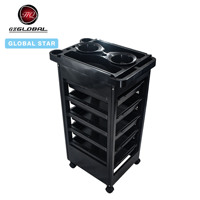 Carrito de Peluquería con Bandejas Extraíbles Multifuncionales, Carro Móvil con Ruedas para Almacenamiento de Herramientas de Barbería, con Ranuras Superiores para Vasos
