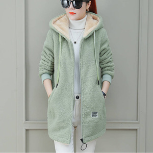 Women's Faux Lambswool Coat Fleece Lined <b>Thick</b> Mid Length Loose <b>Cardigan</b> Autumn Winter Warm Outerwear - Product Image 1