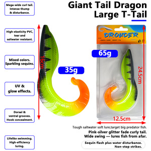 Señuelo de pesca blando de 15 cm y 37 g con cola rizada para la pesca de lubina - Product Image 5