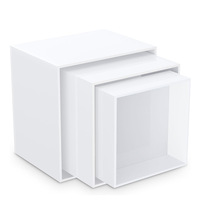 Présentoirs alimentaires carrés en acrylique blanc personnalisés pour buffet, présentoirs gigognes pour aliments, boîtes de présentation sur pied