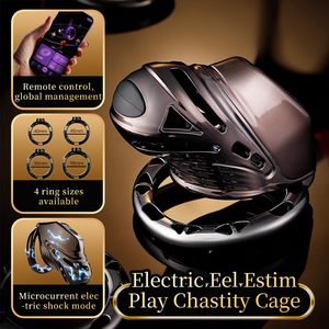An electric shock Chastity Cage Include 4 rings and 2 keys <b>Remote</b> and APP <b>control</b> the 10 frequencies <b>vibrating</b> - Product Image 5