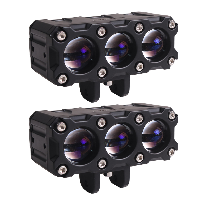 Blanco + amarillo bicolor, lente de cristal azul