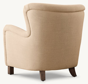 Sillones de Salón Modernos Daneses con Asiento Acolchado, Botones Decorativos, Respaldo con <span class=keywords><strong>Orejeras</strong></span>, Brazos Enrollados y Patas de Roble, Tapizados en Tela - Product Image 2