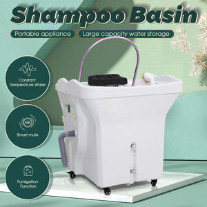 High Quality White <b>Portable</b> Shampoo Basin Barber Shop Movable Shampoo Sink Head Spa Equipment - Product Image 2