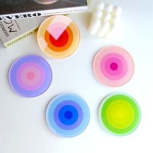Sous-verre en acrylique Premium style Ins, motif dégradé Bullseye, épais, isolant thermique, pour café - Product Image 3