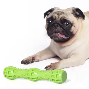 Mainan Tpr Kunyah Anjing Padat Tahan Lama Warna-warni untuk Anjing + Squeaker Mainan Kunyah Hewan Peliharaan Stiker Panjang-Oranye