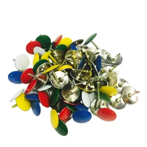 High quality different types silver color metal thumb tacks, flat head thumb tacks for office using