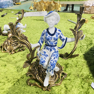 Custom Design <strong>Antique</strong> Ceramic <strong>Brass</strong> Couple Candlestick House Decor Luxury Home Decor Accessories - Product Image 3