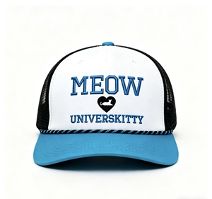 Gorra Trucker Personalizada, Gorra Trucker de Malla Transpirable con Bordado, Gorra de Béisbol Ajustable de Dos Tonos Azul-Blanco para Actividades al Aire Libre - Product Image 1