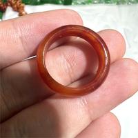 Cincin Giok Merah Alami Cincin Giok Perhiasan Batu Murni Ujung Busur Lurus untuk Pria Wanita