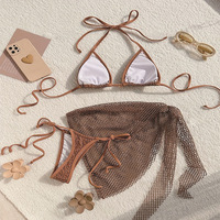 2025 Style européen américain trois pièces maillot de bain femmes Sexy Bikini robe de plage avec Logo sur la taille maillots de bain de Style chaud