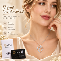 Bijoux de luxe en argent sterling 925, cœur ajouré en spirale, pavé de moissanite de qualité VVS, romantiques et exquis pour femmes, vente en gros