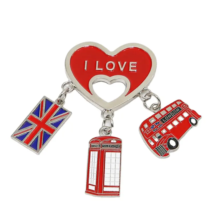 Magnete da frigo Souvenir a forma di cuore personalizzato Travelpro con adorabile fascino in stile londra per la decorazione regalo di souvenir turistico