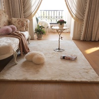 Tapis de luxe épais en fausse fourrure de lapin - Tapis shaggy moderne et doux pour salon et chambre, rectangulaire, lavable
