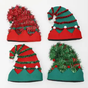 Xmas New Year Christmas Hat Festive Holiday Party Supplies LED Light Up Felt Christmas Elf Hat