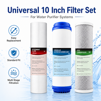 Ensemble de cartouches de filtre à eau en trois étapes, filtres de remplacement en PP, charbon actif UDF, CTO de dix pouces pour purificateur domestique