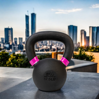 Venta al por mayor Fitness 16 20 24 kg de agarre ergonómicas logotipo personalizado único Color negro con recubrimiento de polvo de hierro fundido