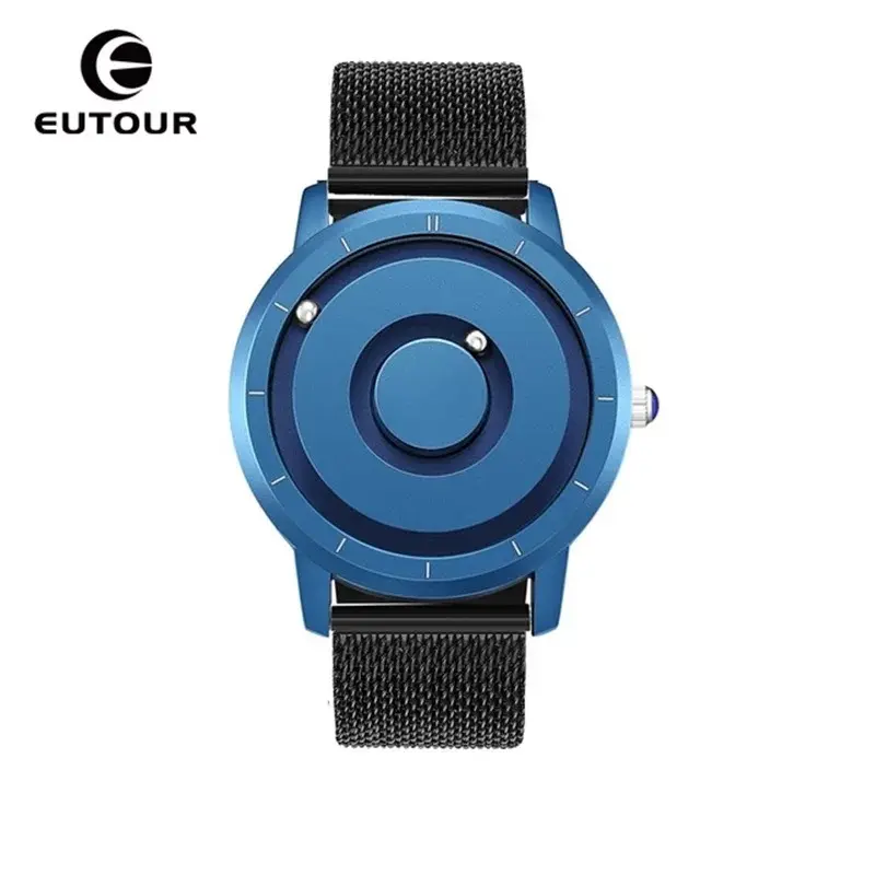 EUTOUR E024 Gold Magnetic Watch Men Luxury Silicone Fashion Quartz Blue Magnet Ball Waterproof Sport Watch