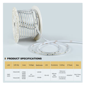 Tira de Luz LED Flexible de Cobre PERFECT, Impermeable IP20, Alto Voltaje AC220-240V, SMD2835, Un Solo Color, 120/144 LED/m, 50m/rollo - Product Image 2