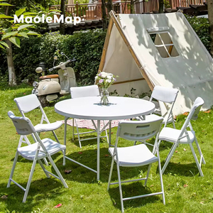 Có thể gập lại Bàn tròn nhà hàng Dã Ngoại ghế và bảng cho các sự kiện tiệc sân vườn ban công ban công nhựa di động Mesa - Product Image 2