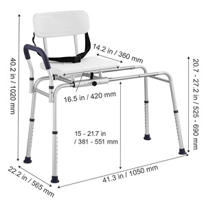 <b>Shower</b> <b>Chair</b> Aluminum Alloy 56.5x105x102cm With Backrest And Armrests For Bathroom Safety - Product Image 1