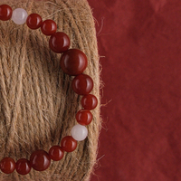 Meilleur Prix Bracelet de Guérison en Agate Rouge Profond, Perles de Pierre Rouge des États Combatants Chinois 10mm, Style Tibétain Marron, Bijou de Guérison