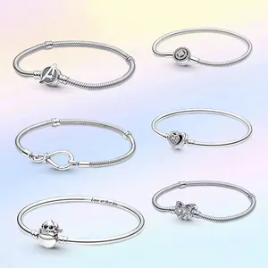 High quality 925 sterling silver ladies jewellery basic bracelet heart-shaped clasp bracelet DIY charm beaded 2023 news