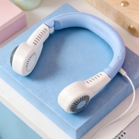 Ventilateur de cou portable sans pales pliable 2-en-1, style turbo, avec lumière LED nocturne, rechargeable par USB, pour le sport et l'extérieur