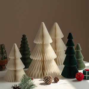 QF Christmas Decorations Paper Christmas Tree Ornaments Decoration Supplies Window Shopping Mall Paper Honeycomb Christmas Tree