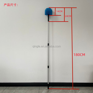 Qingle-cepillo de limpieza de araña y ventiladores de techo, cepillo esquinero de plumero con 3 mango telescópico de poste de aluminio - Product Image 4