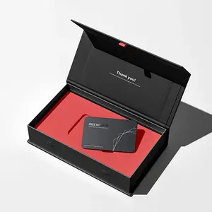Luxo Personalizado Papelão Embalagem Black Magnet Encerramento Filiação Weeding Cartão De Visita Embalagem Caixa De Presente