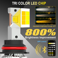 Ampoule de phare LED Gview G18W 9004 9007 avec contrôle mobile par application, réglages de trois couleurs ajustables et éclairage lumineux de 6000K