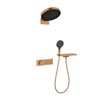 Ensemble de douche encastré haut de gamme en cuivre pour usage domestique, au design moderne et minimaliste, système de douche dissimulé intégré au mur