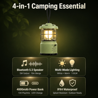 Haut-parleur de camping avec lumière LED 5W, mini lampe de chevet portable en plastique, lumière LED colorée, lampe de chevet, haut-parleur
