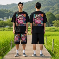 Ensemble T-shirt et short en coton épais 320 GSM pour homme, style graphique basketball hip-hop streetwear, grande taille, vente en gros OEM