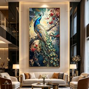 Modern <b>Islamic</b> Indian Style Peacock Wall Art Divine Crystal Porcelain Painting Symbol LED Wall Decor for Home Hotel decor - Product Image 6