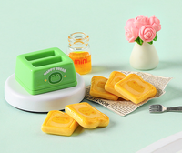 Faire semblant de jouer mini ensemble de cuisine animaux grenouille lapin ours chat grille-pain et toast résine breloques pain cuisine nourriture jouets pour enfants filles