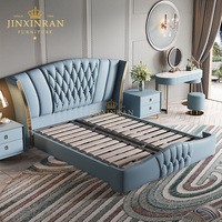 Ensembles de Chambre Modernes Grand Lit Double Hôtelier en Cuir Mobilier de Chambre Luxe Grand Lit en Bois