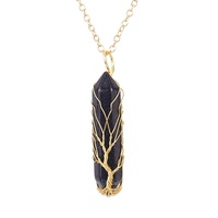 Pendentifs Arbre de Vie en Améthyste Naturelle Enroulés dans du Fil, Chaîne en Acier Inoxydable, Bijoux en Cristal de Guérison, Cadeau