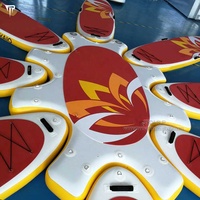 JTRDA Diamètre 3m Parc Aquatique Gonflable Plate-Forme Aérienne Ronde Île Ponton Flottant Sup Yoga Dock Connecter avec 8 SUP Board