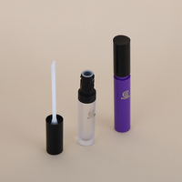 Vente en gros de flacons cylindriques en plastique vides pour soins de la peau et maquillage, 8 ml et 15 ml, transparents givrés violets, pour gloss à lèvres