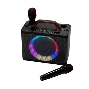 מערכת קריוקי ניידת ממתכת לרמקול 30W עם 2 מיקרופונים אלחוטיים, תאורת RGB LED, לשימוש ביתי, למסיבות, בחוץ ובמחשב - Product Image 3