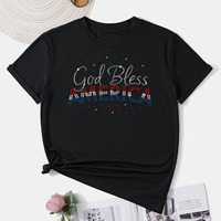 Personnalisé Bling Crystal Designs Fer sur Dieu bénisse Strass Transfert de chaleur pour Chemise Chapeaux Hoodies