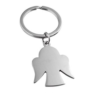 One Angelet <b>Metal</b> <b>Key</b> <b>Chain</b> Silver Finish Angel Shape Charm Keyring - Product Image 1